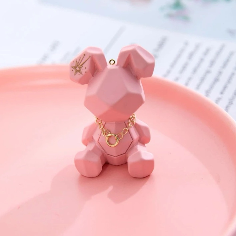 Geometric rabbit decor Minifigure toy statue ornament animal figure rabbit pink
